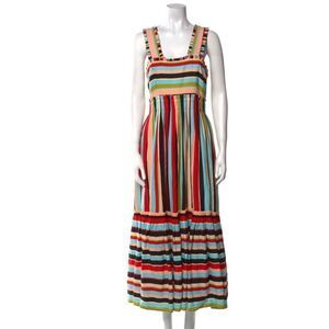 Farm Rio Striped Midi Dress with Tie Back - Size Medium - EUC